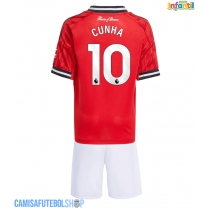 Camisa de time de futebol Manchester United Matheus Cunha #10 Replicas 1º Equipamento Infantil 2025-26 Manga Curta (+ Calças curtas)